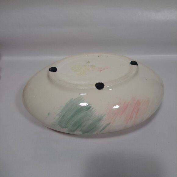 Hand-Painted Maurice California Pottery Oval Bowl Planter Pink Green Ceramic - Picture 8 of 17